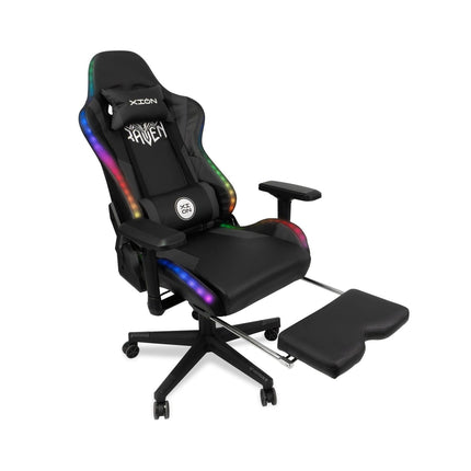 Silla Gamer Ergonómica RAVEN RGB PREMIUM PLUS 180° /  NEGRO