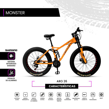 Bicicleta Fat Bike Monster Rojo