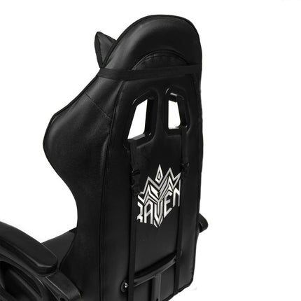 Silla Gamer Ergonómica RAVEN XION 135° con Masajeador Lumbar & Posapies Negro