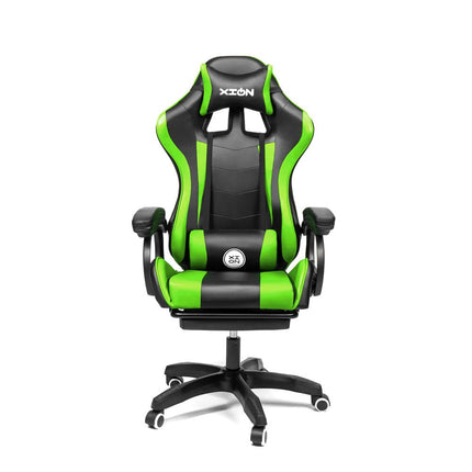 Silla Gamer Ergonómica RAVEN XION 135° con Masajeador Lumbar & Posapies Verde