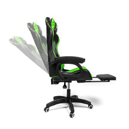 Silla Gamer Ergonómica RAVEN XION 135° con Masajeador Lumbar & Posapies Verde