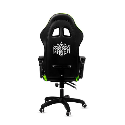 Silla Gamer Ergonómica RAVEN XION 135° con Masajeador Lumbar & Posapies Verde